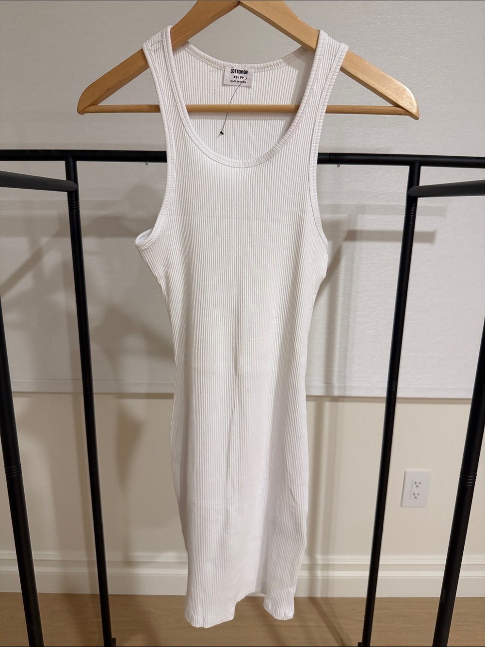 Cotton On White Ribbed Tank Midi Dress